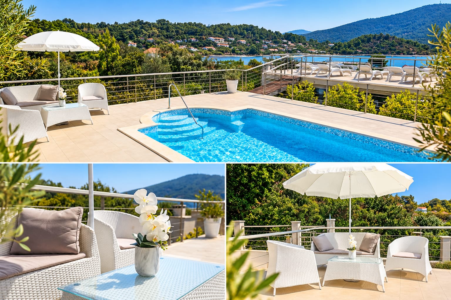 Outdoor pool at Villa ABBA in Gradina Bay
